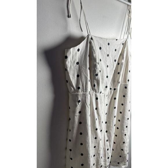 Old Navy Dress Womens Plus 2X Cream Polka Dot Linen Smocked Fit & Flare Dress - Picture 4 of 12